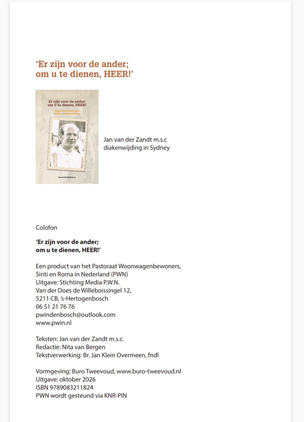 Er zijn voor de ander; om U te dienen, HEER! Dagboekaantekeningen diaken - priesteropleiding